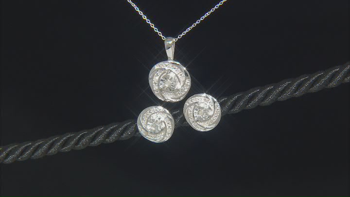 White Diamond Rhodium Over Sterling Silver Pendant And Earring Jewelry Set 0.20ctw Video Thumbnail