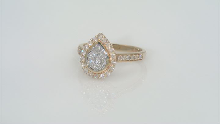 White Diamond 10k Yellow Gold Halo Ring With Matching Band 1.00ctw Video Thumbnail