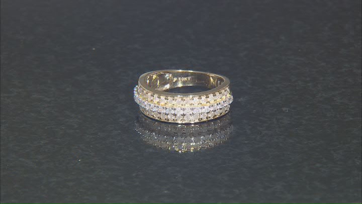White Diamond 10k Yellow Gold Band Ring 0.75ctw Video Thumbnail