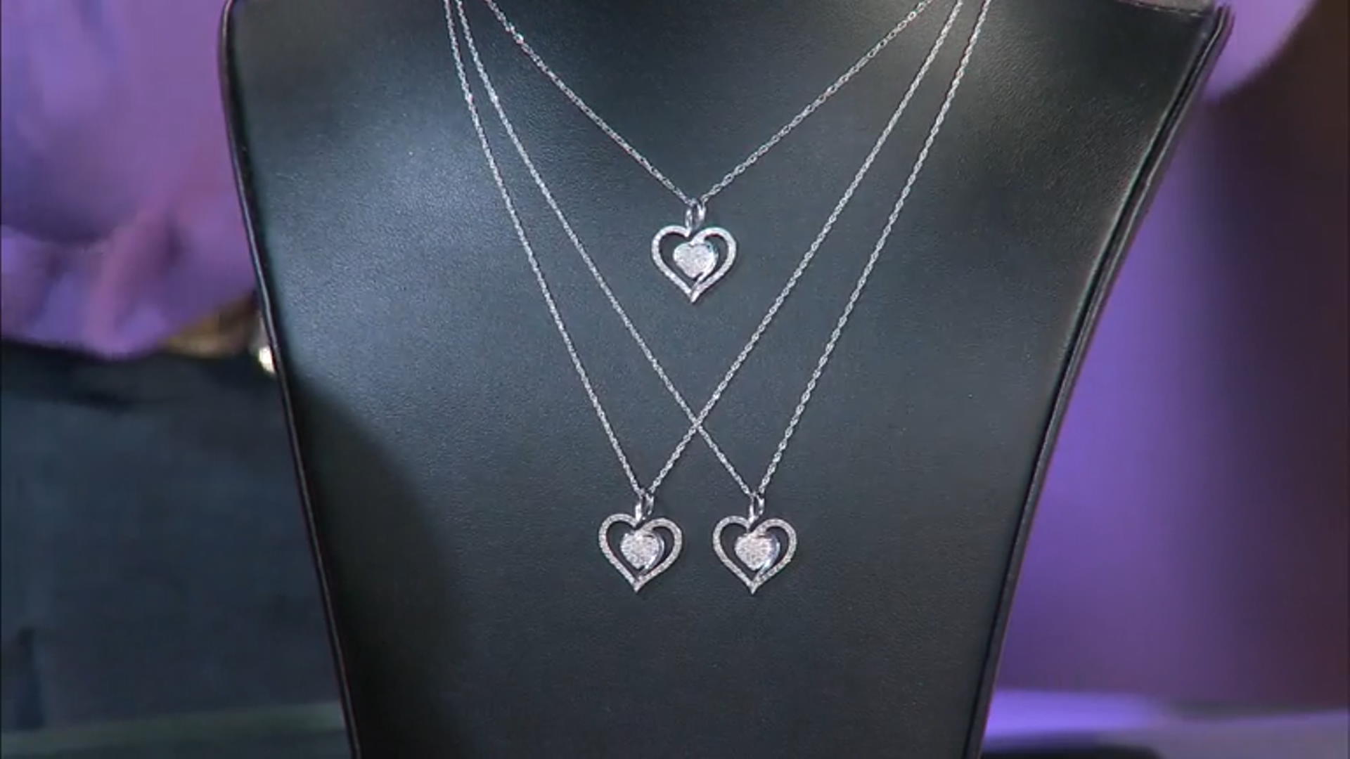 White Diamond Rhodium Over Sterling Silver Cluster Heart Pendant With 18" Rope Chain 0.20ctw Video Thumbnail