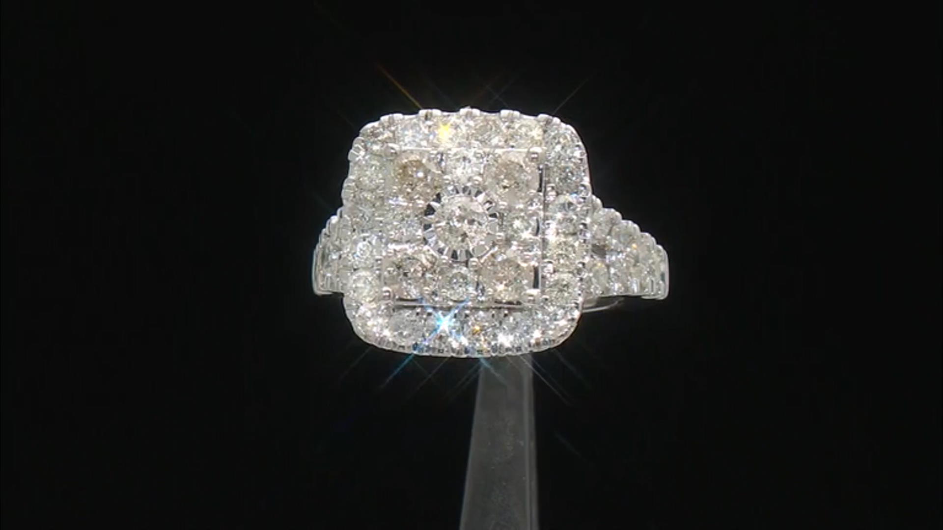 White Diamond 10k White Gold Cocktail Cluster Ring 3.00ctw Video Thumbnail