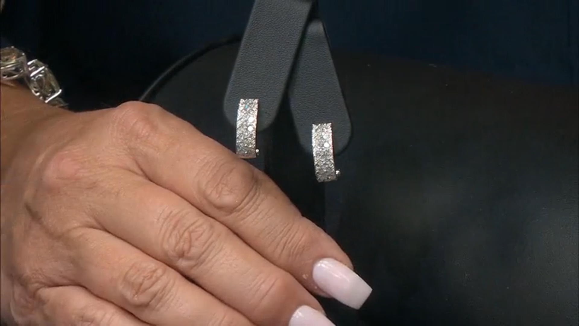 White Diamond 14k White Gold J-Hoop Earrings 1.15ctw Video Thumbnail