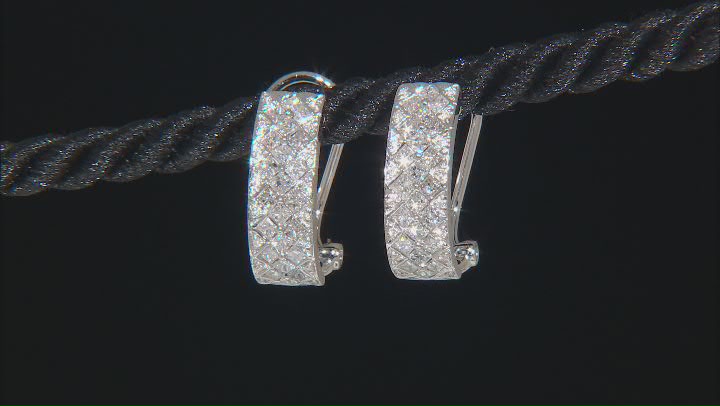 White Diamond 14k White Gold J-Hoop Earrings 1.15ctw Video Thumbnail