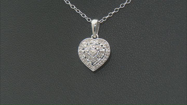 White Diamond Rhodium Over Sterling Cluster Heart Pendant With 18" Cable Chain 0.10ctw Video Thumbnail