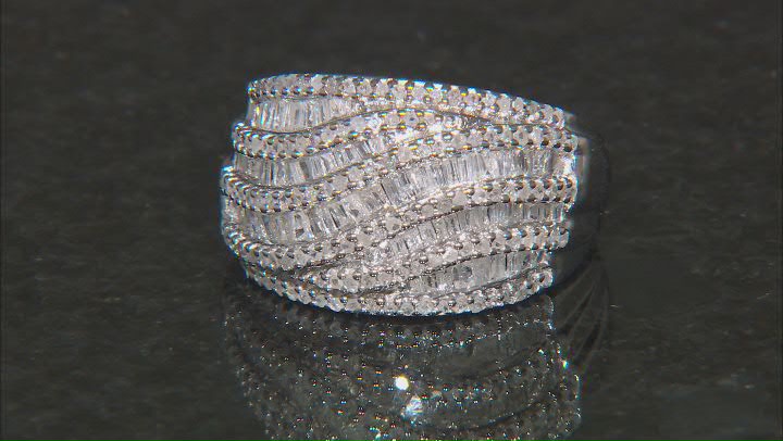 White Diamond Rhodium Over Sterling Silver Wide Band Ring 1.00ctw Video Thumbnail