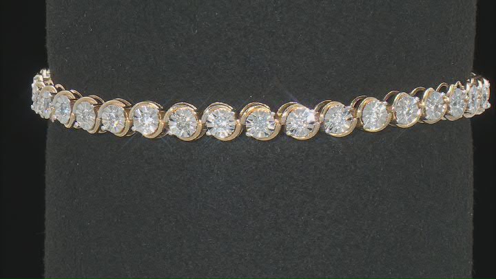 White Diamond 14k Yellow Gold Over Sterling Silver Tennis Bracelet 1.00ctw Video Thumbnail