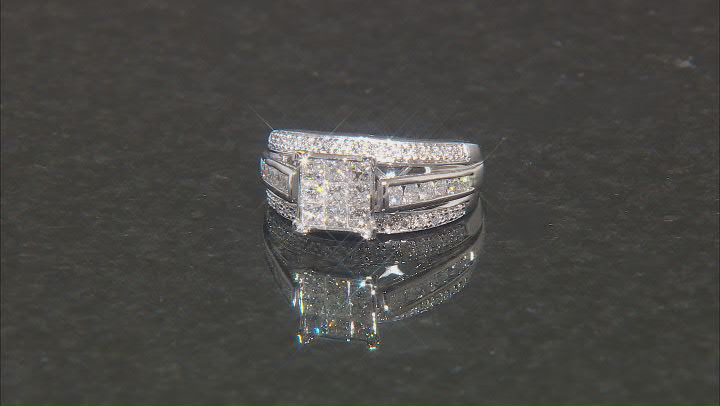 White Diamond 10k White Gold Quad Ring 1.00ctw Video Thumbnail