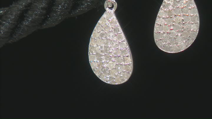 White Diamond Rhodium Over Sterling Silver Cluster Earrings 0.45ctw Video Thumbnail
