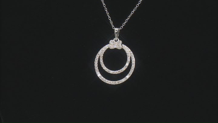 White Diamond Rhodium Over Sterling Silver Circle Pendant With 18" Cable Chain 0.66ctw Video Thumbnail