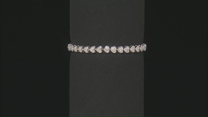 White Diamond Rhodium Over Sterling Silver Heart Tennis Bracelet 2.00ctw Video Thumbnail