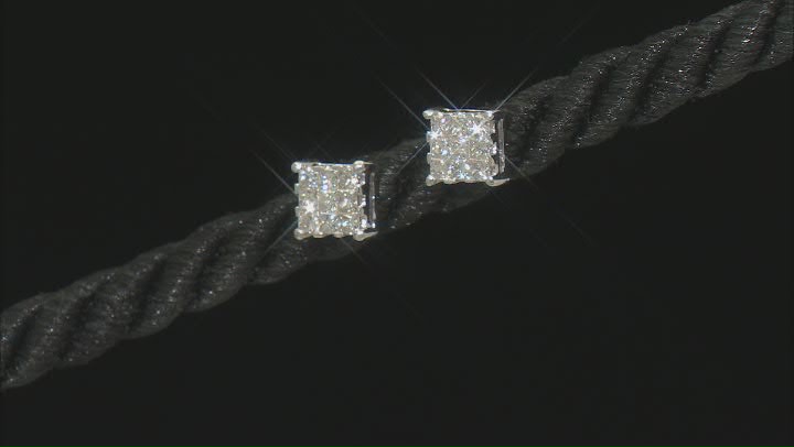 White Diamond 14k White Gold Quad Earrings 0.35ctw Video Thumbnail