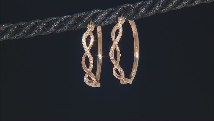 White Diamond 10k Rose Gold Hoop Earrings 0.20ctw Video Thumbnail
