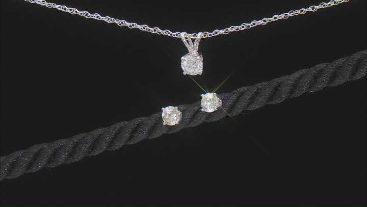 White Diamond 14k White Gold Pendant And Earring Jewelry Set 1.00ctw Video Thumbnail