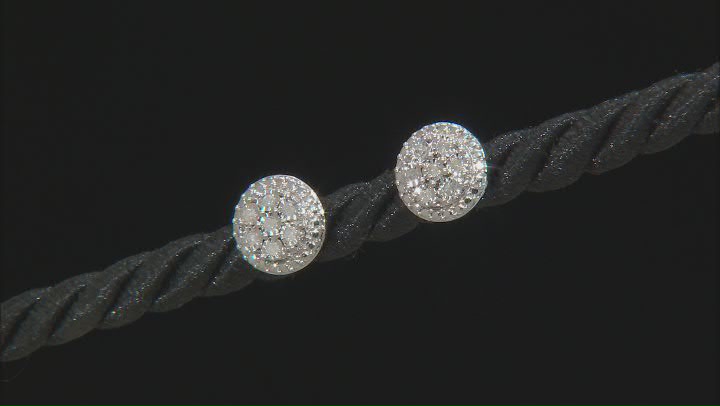 White Diamond Rhodium Over Sterling Silver Cluster Stud Earrings 0.10ctw Video Thumbnail