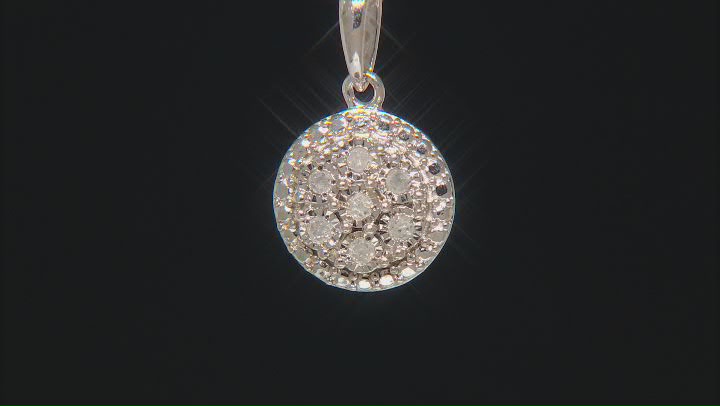 White Diamond Rhodium Over Sterling Silver Cluster Pendant With 18" Cable Chain 0.10ctw Video Thumbnail