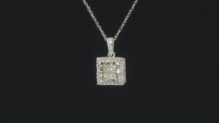 White Diamond 10k White Gold Cluster Pendant with 18" Rope Chain 0.25ctw Video Thumbnail