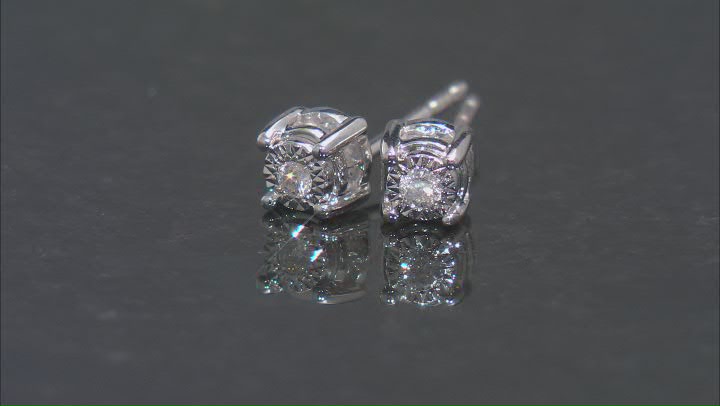 White Diamond 10k White Gold Stud Earrings 0.15ctw Video Thumbnail