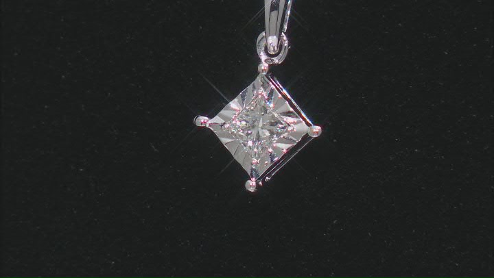 White Diamond 10k White Gold Solitaire Pendant With 18" Rope Chain 0.14ct Video Thumbnail