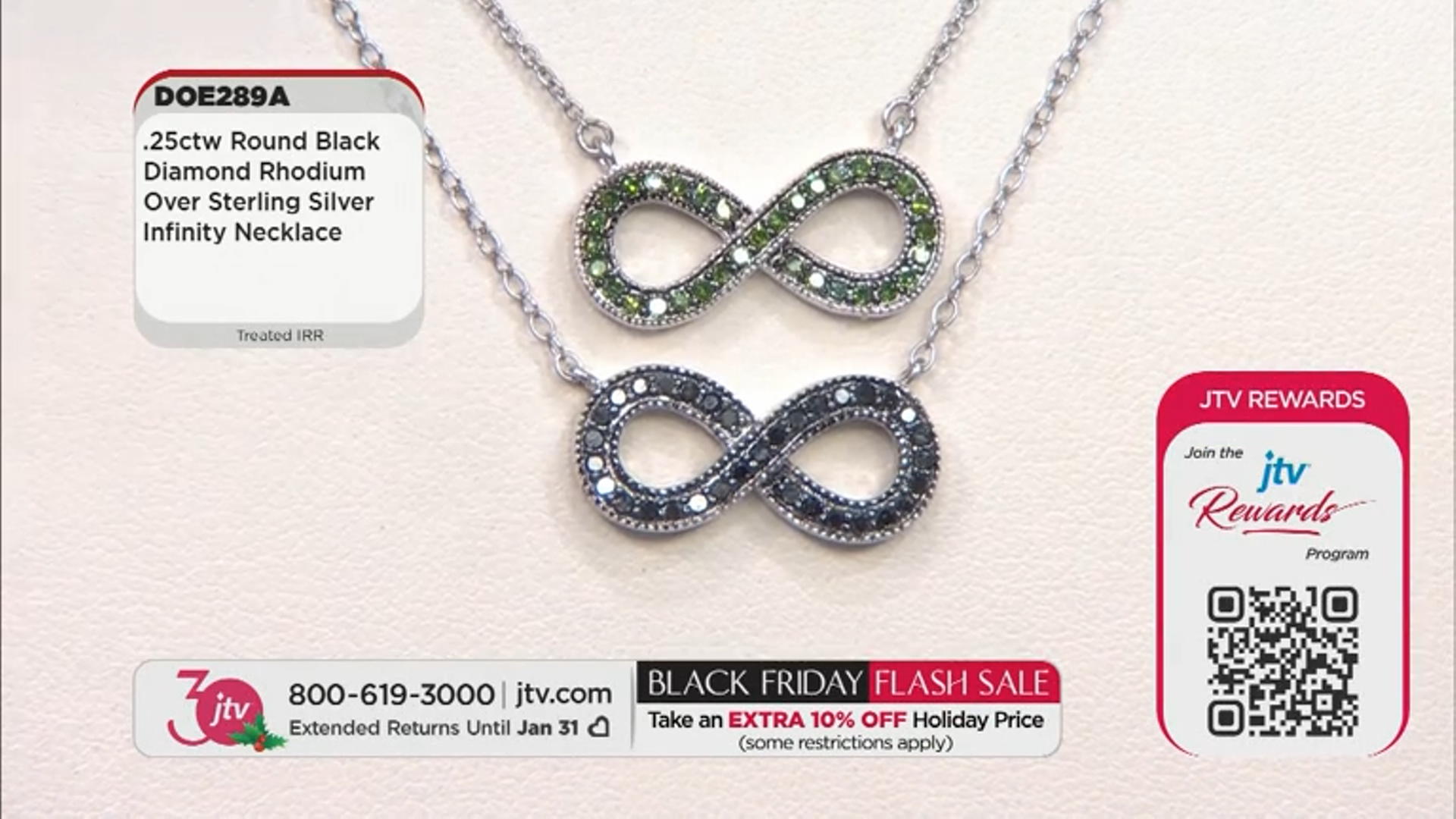 Black Diamond Rhodium Over Sterling Silver Infinity Necklace 0.25ctw Video Thumbnail