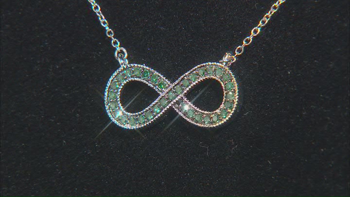 Green Diamond Rhodium Over Sterling Silver Infinity Necklace 0.25ctw Video Thumbnail