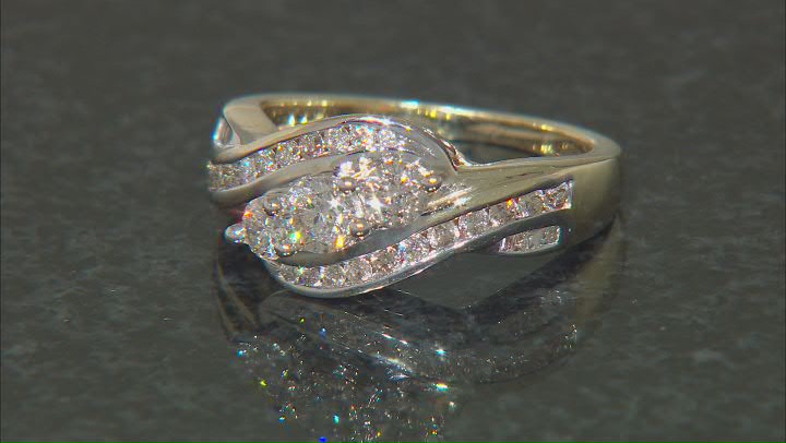 White Diamond 10k Yellow Gold 3-Stone Ring 1.00ctw Video Thumbnail