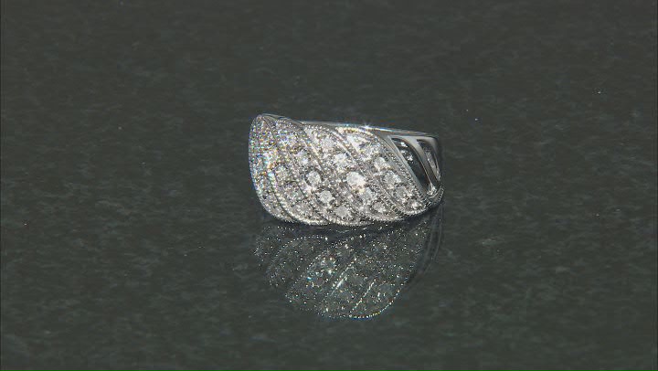 White Diamond Rhodium Over Sterling Silver Wide Band Ring 0.25ctw Video Thumbnail