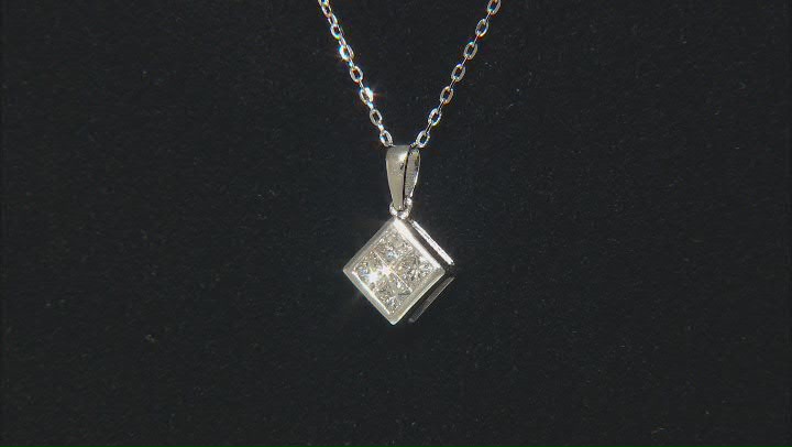 White Diamond 10k White Gold Quad Pendant With 18" Cable Chain 0.30ctw Video Thumbnail