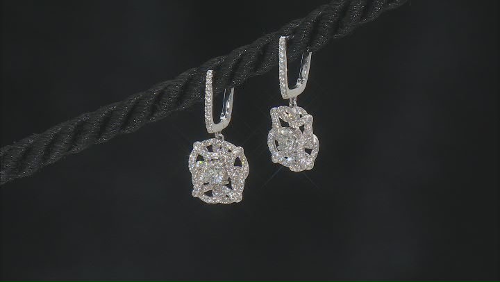 White Diamond 10k White Gold Drop Earrings 1.00ctw Video Thumbnail