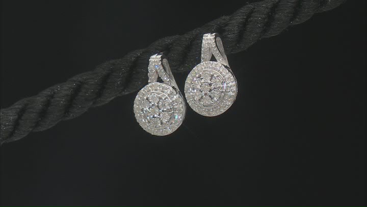 White Diamond Rhodium Over Sterling Silver Cluster Drop Earrings 0.20ctw Video Thumbnail