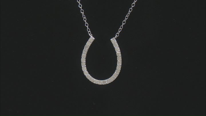 White Diamond Rhodium Over Sterling Silver Horseshoe Necklace 0.55ctw Video Thumbnail