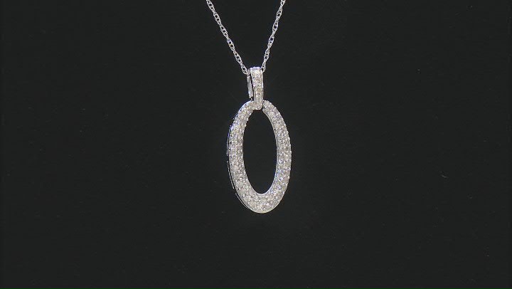 White Diamond 10k White Gold Drop Pendant With 18" Rope Chain 0.50ctw Video Thumbnail