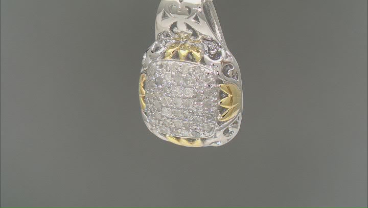 White Diamond Rhodium And 14k Yellow Gold Over Sterling Silver Cluster Pendant With Chain 0.40ctw Video Thumbnail