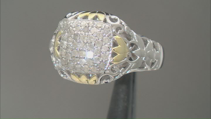White Diamond Rhodium And 14k Yellow Gold Over Sterling Silver Cluster Ring 0.40ctw Video Thumbnail