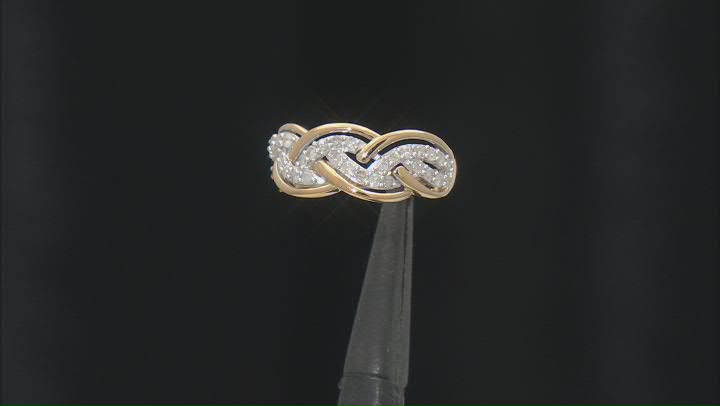 White Diamond 14k Yellow Gold Over Sterling Silver Crossover Band Ring 0.55ctw Video Thumbnail