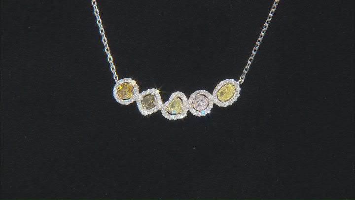 Multi-Color Diamond 18k White Gold Halo Necklace 1.50ctw Video Thumbnail