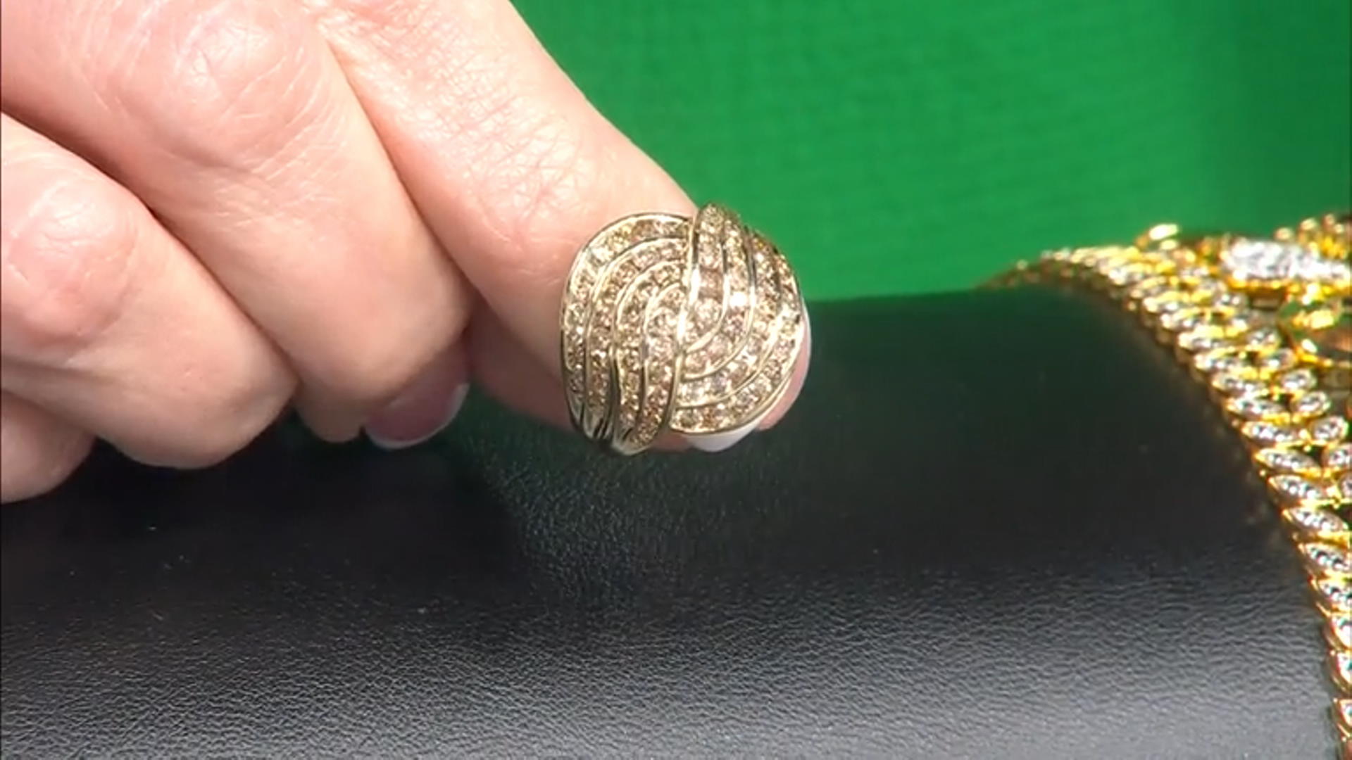 Champagne Diamond 10k Yellow Gold Crossover Ring 2.00ctw Video Thumbnail