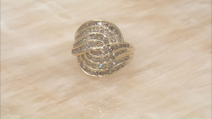 Champagne Diamond 10k Yellow Gold Crossover Ring 2.00ctw Video Thumbnail