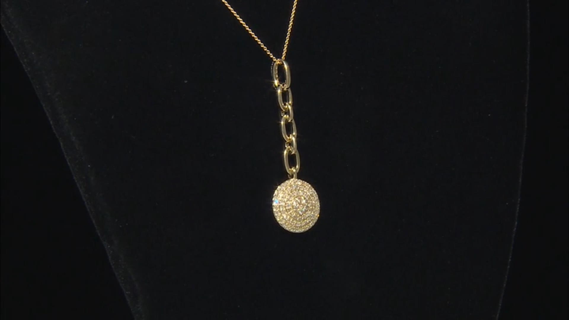 White Diamond 14k Yellow Gold Cluster Pendant With 20" Cable Chain 0.75ctw Video Thumbnail
