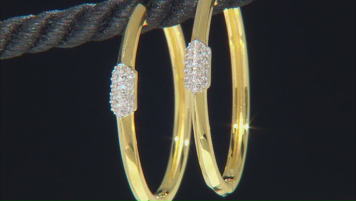 White Diamond 14k Yellow Gold Over Sterling Silver Hoop Earrings 0.15ctw Video Thumbnail