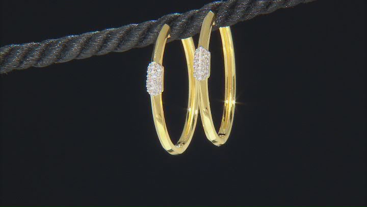 White Diamond 14k Yellow Gold Over Sterling Silver Hoop Earrings 0.15ctw Video Thumbnail