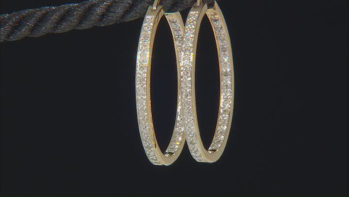 White Diamond 18k Yellow Gold Over Sterling Silver Inside-Out Hoop Earrings 0.50ctw Video Thumbnail