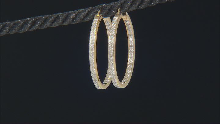 White Diamond 18k Yellow Gold Over Sterling Silver Inside-Out Hoop Earrings 0.50ctw Video Thumbnail