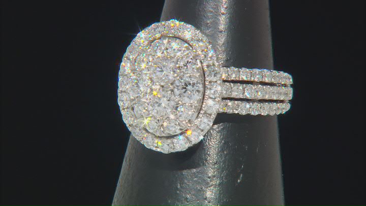 White Diamond 10k White Gold Cluster Ring 2.00ctw Video Thumbnail