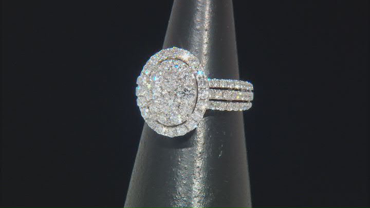 White Diamond 10k White Gold Cluster Ring 2.00ctw Video Thumbnail