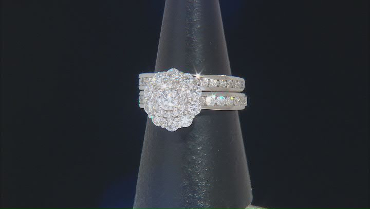 White Diamond 10k White Gold Halo Ring With Matching Band 2.50ctw Video Thumbnail