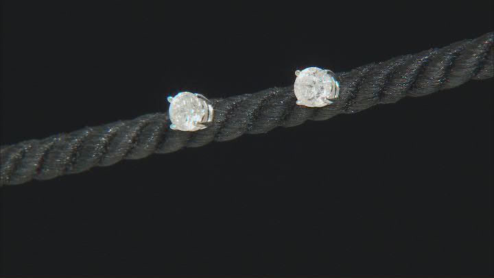White Diamond 14k White Gold Solitaire Stud Earrings 1.00ctw Video Thumbnail
