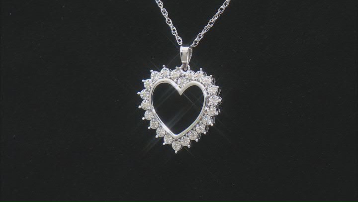 White Diamond Rhodium Over Sterling Silver Heart Pendant With 18" Rope Chain 0.10ctw Video Thumbnail