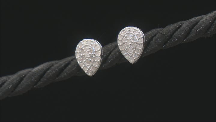 White Diamond Rhodium Over Sterling Silver Cluster Stud Earrings 0.25ctw Video Thumbnail