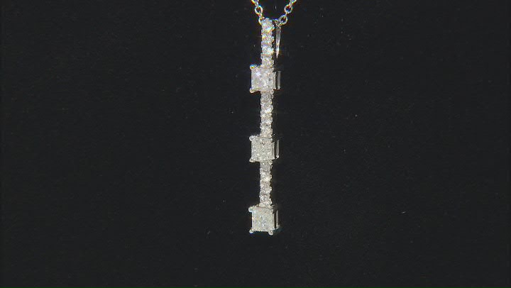 White Diamond 10k White Gold 3-Stone Slide Pendant With 18" Cable Chain 0.65ctw Video Thumbnail