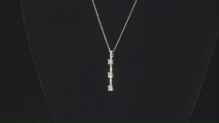 White Diamond 10k White Gold 3-Stone Slide Pendant With 18" Cable Chain 0.65ctw Video Thumbnail